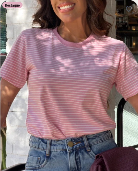 T-shirt listrada rosa baby Tatá Closet